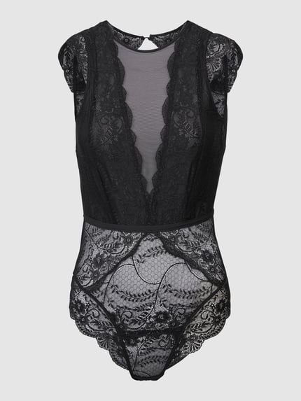 LASCANA Body mit floraler Spitze Black 2