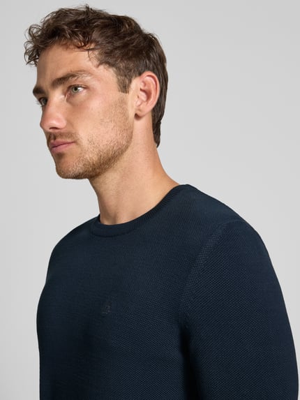 Marc O'Polo Sweter z dzianiny o kroju regular fit z czystej bawełny Granatowy 3