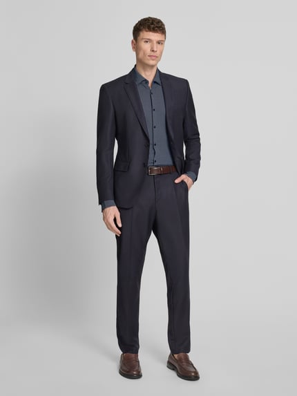 HUGO slim fit zakelijk overhemd met kentkraag model 'KENNO' Marineblauw - 1