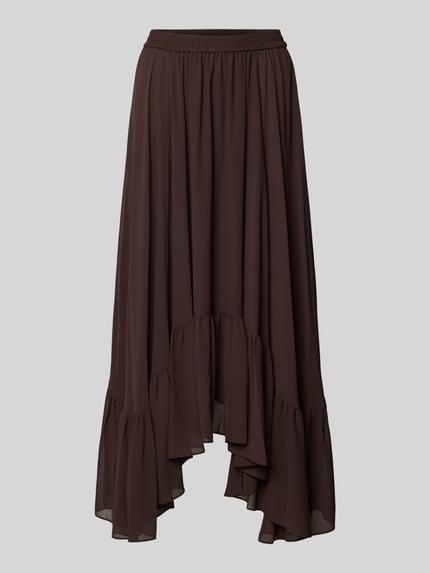 Produktfoto, Maxirock aus Chiffon in asymmetrischem Look von MICHAEL Michael Kors in Braun, A-Linie, elastischer Bund, fließende Textur