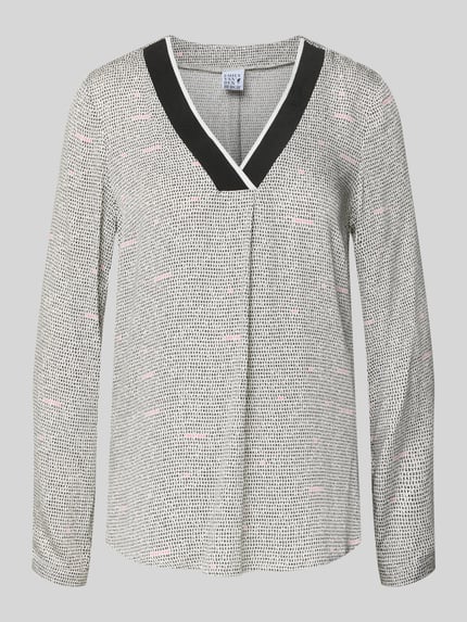 Emily Van den Bergh Blouseshirt van viscose met V-hals Lichtgrijs - 2