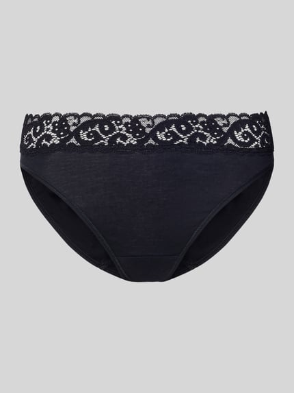 Produktfoto, Slip met kant Model 'MOMENTS' van Hanro, puur katoen, nauwsluitend, elastische band, damesondergoed, zwart
