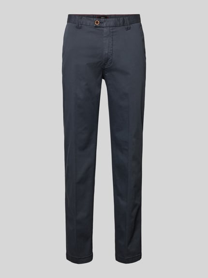Produktfoto, Hose mit Gesäßtaschen Modell 'WOOD' von Cinque, dunkelblau, Baumwoll-Elasthan-Mix, Slim Fit, glatte Struktur.