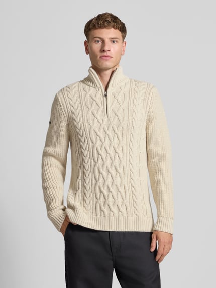 Superdry Loose fit schipperstrui met ribboorden Offwhite - 4