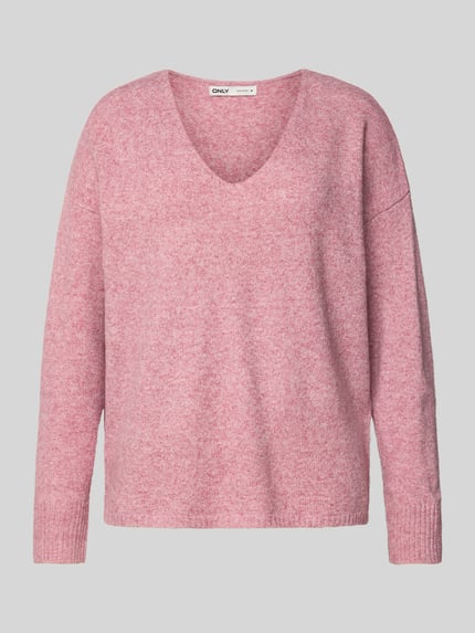 ONLY Regular Fit Pullover mit V-Ausschnitt Modell 'RICA LIFE' Pink Melange 2