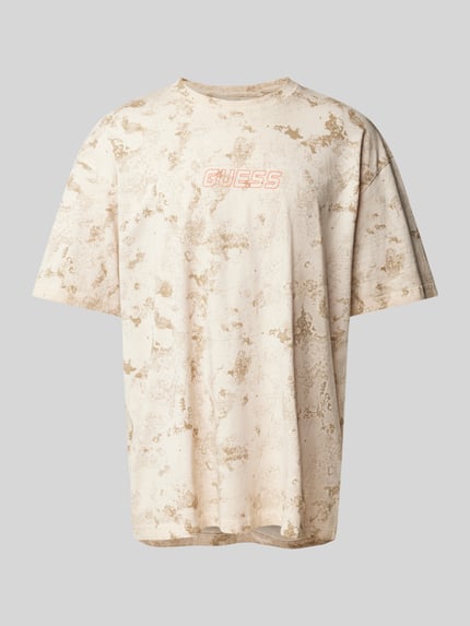 GUESS Activewear T-Shirt mit Label-Print Modell 'MUSCARI' Beige 2
