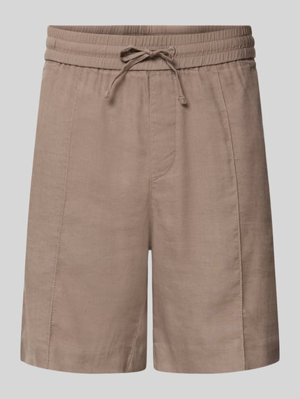 HUGO straight fit chinoshorts van mix van linnen en lyocell model 'CINO' Lichtbruin - 2