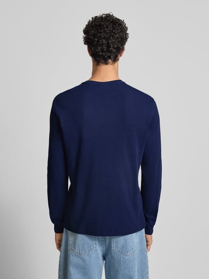 Calvin Klein Jeans Slim fit shirt met lange mouwen en logopatch, model 'Waffle' Marineblauw - 5