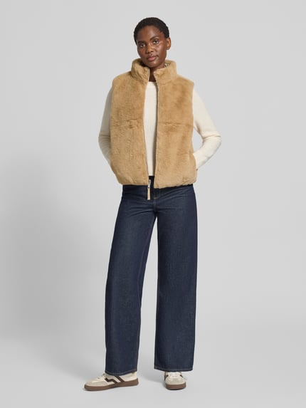 s.Oliver RED LABEL Regular Fit Webpelzweste mit Wendefunktion Beige 1