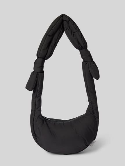 Lefrik Handtas met knoopdetails, model 'BIWA' Zwart - 2