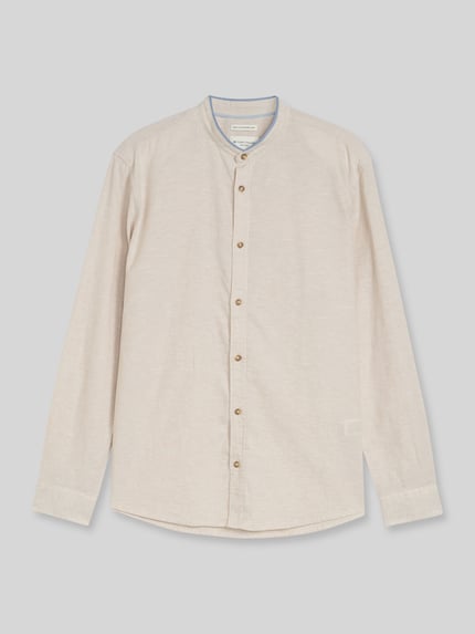 Tom Tailor Regular Fit Freizeithemd aus Leinen-Baumwolle-Mix Beige 2