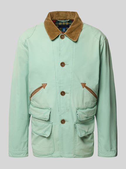 Produktfoto, Jacke mit Kentkragen von Polo Ralph Lauren in Mintgrün aus reiner Baumwolle, Regular-Fit, Knopfleiste, Eingrifftaschen, Pattentaschen.