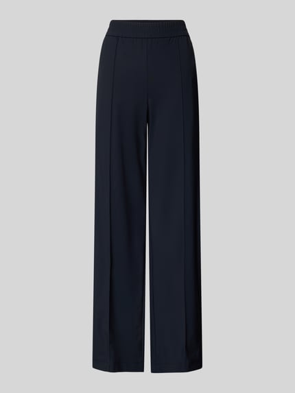 Produktfoto, Hose mit elastischem Bund Modell 'COSMEA' von Raffaello Rossi, Material-Mix mit Stretch, weites Bein, Längsnähte, navyfarben