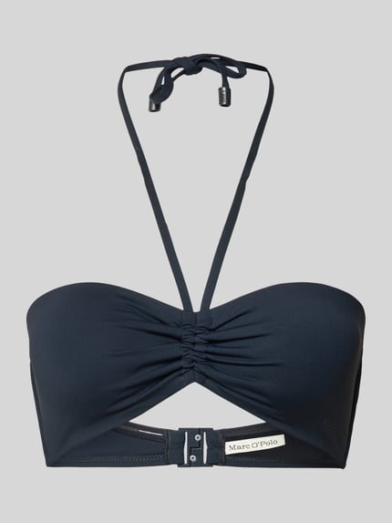 Produktfoto, Bandeu-Bikini-Oberteil mit Innenpolsterung von Marc O'Polo in Optik: Unifarben mit Stretch-Webstruktur, Label-Print und V-Ausschnitt