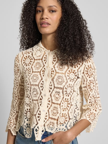 Apricot Slim Fit Bluse aus Häkelspitze Stein 3