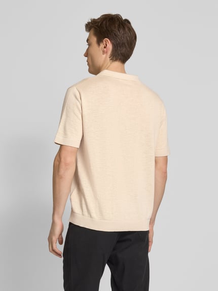Selected Regular Fit Poloshirt aus Baumwoll-Leinen-Mix Modell 'MATTIS' Offwhite 5