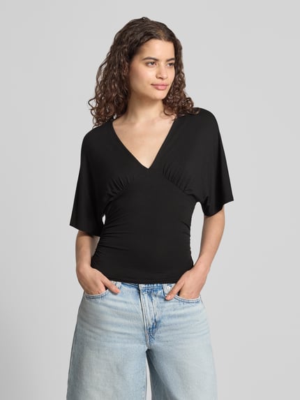 Gina Tricot Blouse van viscosemix met v-hals Zwart - 4