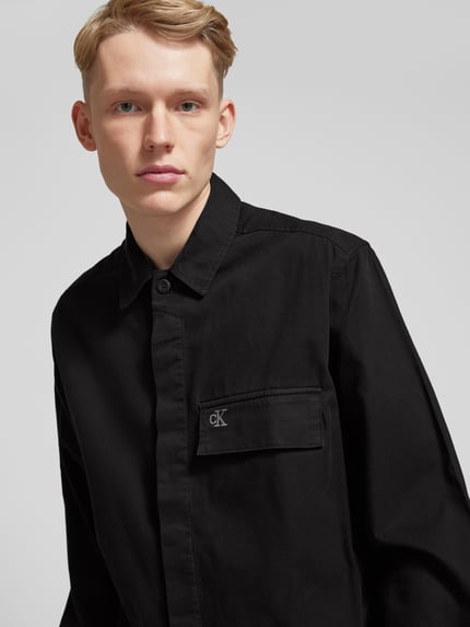 Calvin Klein Jeans Regular Fit Hemdjacke mit Label-Stitching Black 3