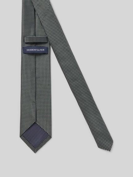 Productfoto, Krawatte aus reiner Seide van SEIDENFALTER in donkerblauw met fijn structuurpatroon, deelnaad, Breedte bij maat 1: 7 cm, Heren, Klassieke pasvorm, zuiver zijde