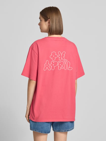 OH APRIL Oversized T-Shirt mit rückseitigem Stitching Modell 'Flower' Pink 5