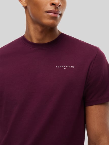 Tommy Jeans t-shirt o kroju slim fit z czystej bawełny Bordowy 3