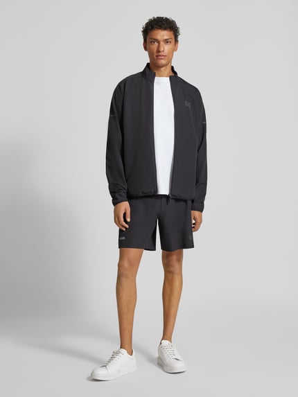 EA7 Emporio Armani Bluza rozpinana o kroju regular fit z nadrukiem z logo model ‘Ventus’ Czarny 1
