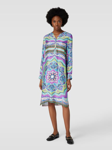 Milano Italy Knielange tuniekjurk van viscose met all-over motief Lila - 1