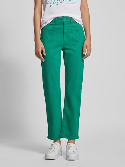 COMMA Regular fit jeans met opgestikte zakken Turquoise - 4