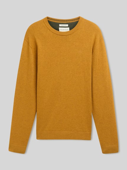 Tom Tailor Regular Fit Pullover aus reiner Baumwolle Senf 2