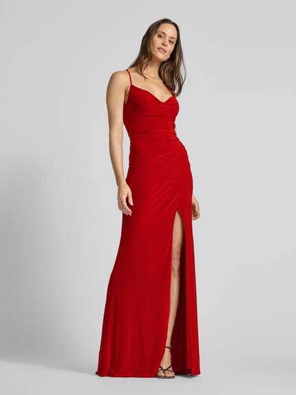 LUXUAR FASHION Abendkleid mit seitlicher Raffung Rot 1