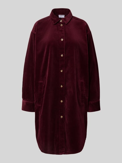 Jake*s Casual Knielanges Hemdblusenkleid aus Cord Aubergine 2