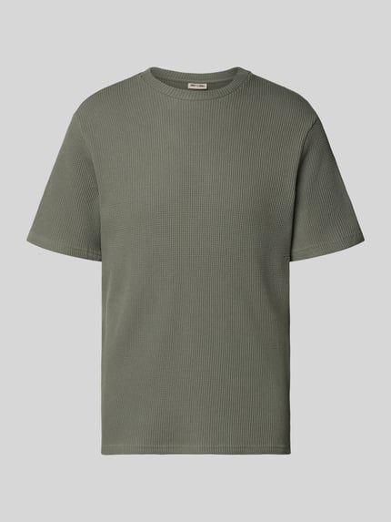 Productfoto, Regular Fit T-Shirt aus Baumwoll-Mix Modell 'TOBIE' van Only & Sons, effen kleur, wafelstructuur, ronde hals