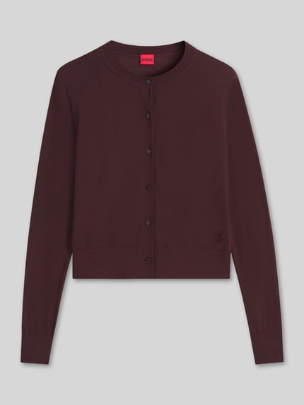 HUGO regular fit gebreid jack van wolmix met lyocell-kasjmiergehalte model 'Sfabro' Bordeaux - 2