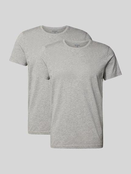 Produktfoto, T-Shirt mit Rundhalsausschnitt im 2er-Pack von MCNEAL, bawełna z domieszką wiskozy, krój regular fit, kolor jasnoszary