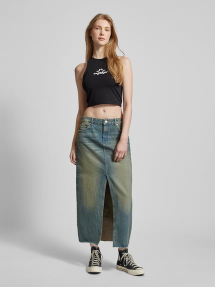 Low Lights Studios Korte top met labelprint, model 'SUPERSTAR' Zwart - 1