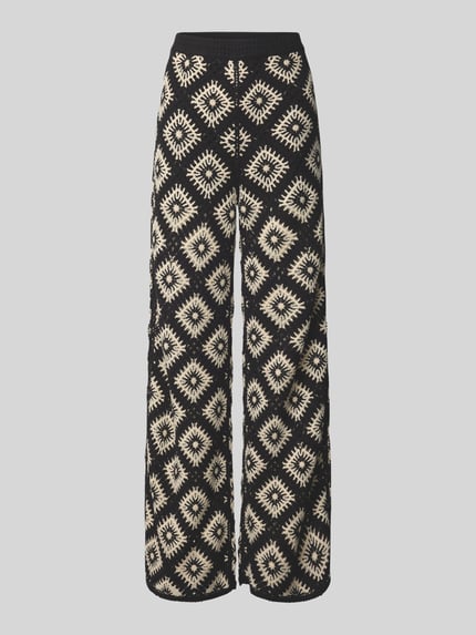 Jake*s Collection Stoffen broek met gehaakt kant en elastische band Zwart - 2