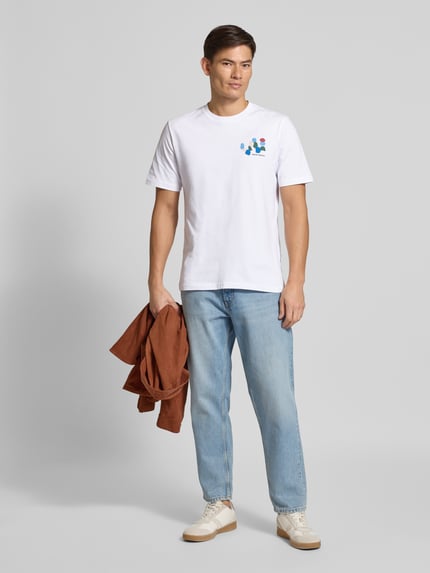 Wood Wood T-Shirt mit Label-Print Modell 'Bobby' Weiss 1