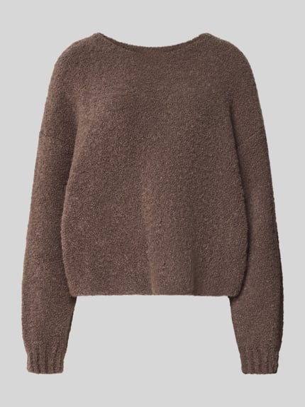 Produktfoto, sweter Pullover aus Leinen-Mix mit Alpaka-Anteil Modell 'Zolly' von American Vintage, mieszanka lnu z alpaką, krój relaxed fit, imitacja dzianiny, długość tyłu w rozmiarze S: 53 cm, długość rękawów w rozmiarze S: 56 cm