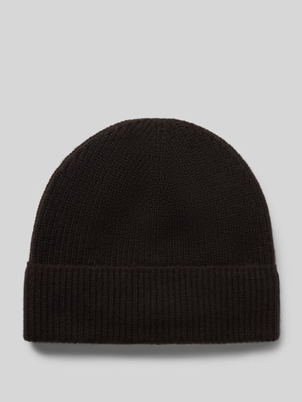 Productfoto, Strickmütze aus reinem Kaschmir mit breitem Umschlag van Christian Berg Woman, Dames, kasjmier, brede omslag, fijne structuur, effen zwart