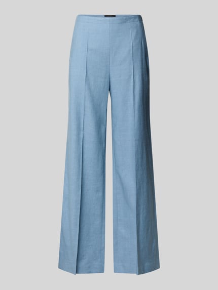 Produktfoto, Slim Fit Marlenehose aus Leinen-Mix von Windsor, hellblau, Bundfalten, seitlicher Reißverschluss, glatte Textur, Damenmode