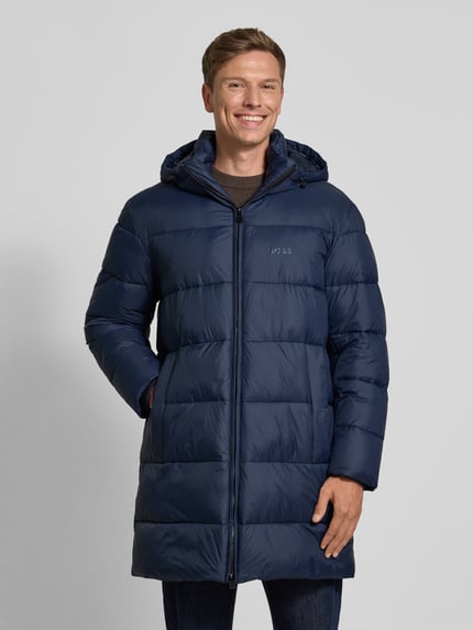 BOSS regular fit gewatteerd jack met labelprint model 'CIKER' Marineblauw - 4