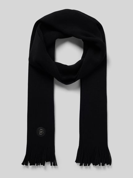 BOSS Sjaal van pure scheerwol, model 'ALBAS_BADGE' Zwart - 1