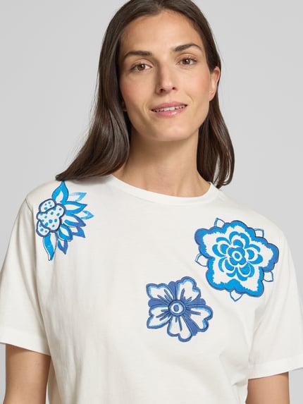 ICHI T-shirt met motiefprints, model 'MAJOU' Offwhite - 3
