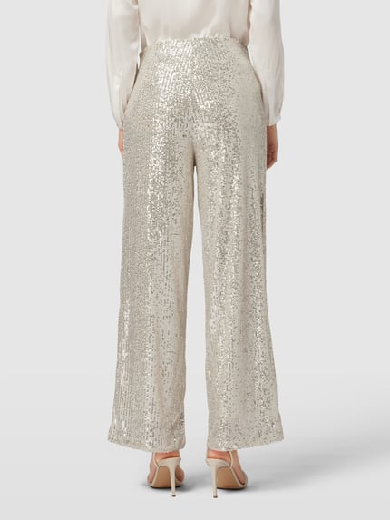 ICHI Stoffen broek met pailletten, model 'FAUCI' Zilver - 5