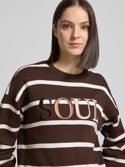 Smith and Soul Oversized sweatshirt van katoenmix met geborduurd logo Donkerbruin - 3