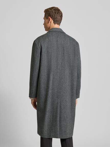 Selected Relaxed fit lange wollen jas met reverskraag, model 'MILOS' Antraciet - 5