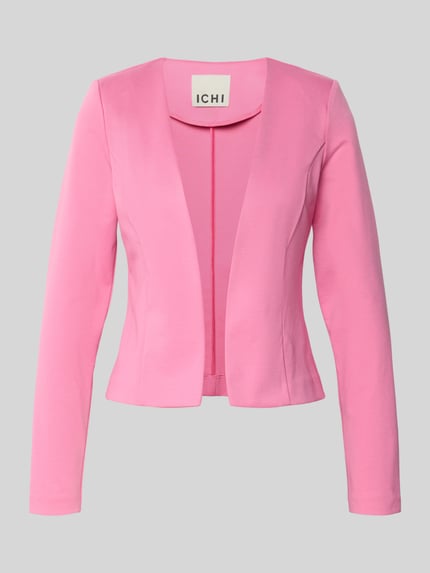 Produktfoto, Slim Fit Blazer in offener Passform Modell 'KATE' von ICHI in Rosa, Material-Mix mit Viskose, glatte Textur, Vorderansicht