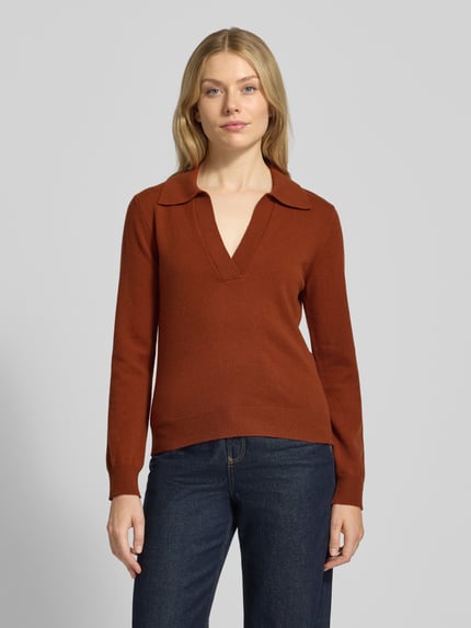 GANT Strickpullover aus Wolle mit Umlegekragen und V-Ausschnitt Rostrot 4