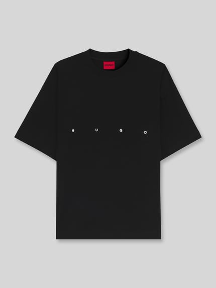 HUGO t-shirt oversized z nadrukiem na tyle model 'DARISO' Czarny 2