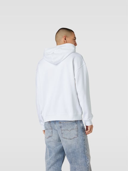 Diesel bluza z kapturem z nadrukiem z logo Biały 5